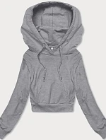 Krátka mikina s kapucňou svetlo šedá (8B939-2)