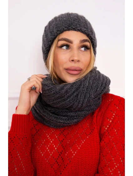 Dámská žebrovaná souprava graphite model 18750573 - K-Fashion Dámská žebrovaná souprava graphite model 18750573 - K-Fashion
