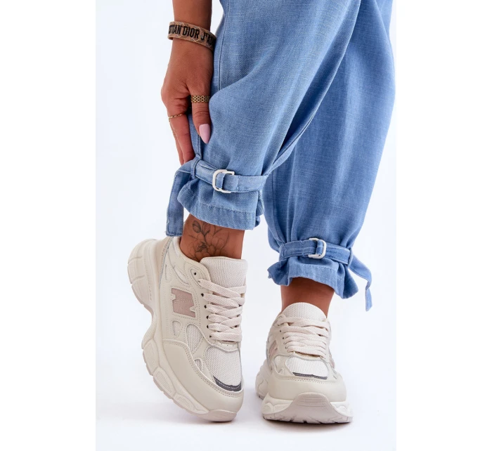 Modne Damskie Buty Sportowe Z Siateczką Beżowe Venice