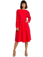 B087 Midi šaty - červené