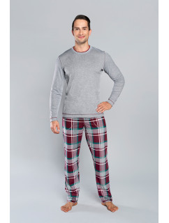 Pánske pyžamo Walenty, dlhé rukávy, dlhé nohavice - melange/print