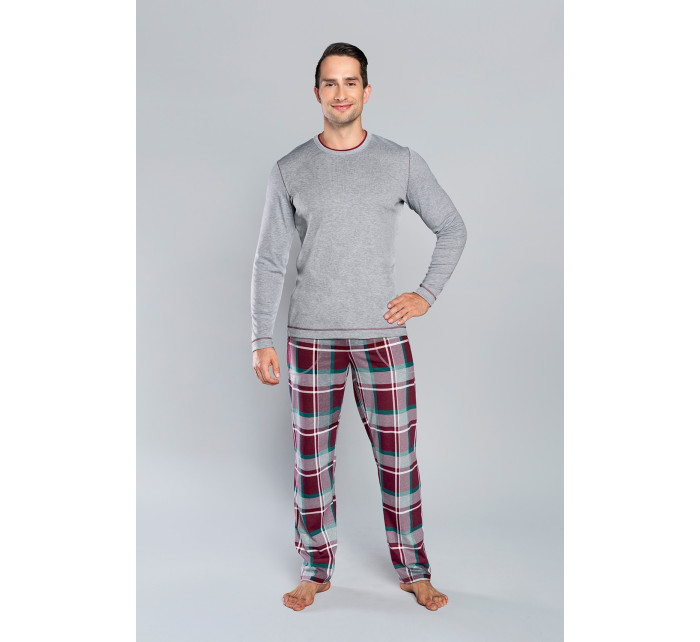 Pánske pyžamo Walenty, dlhé rukávy, dlhé nohavice - melange/print