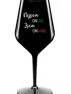 NEJSEM ONLINE JSEM ONWINE - černá nerozbitná sklenice na víno 470 ml