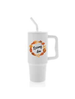 KRÁSNÝ DEN (PODZIM) - bílý cestovní termohrnek 900 ml