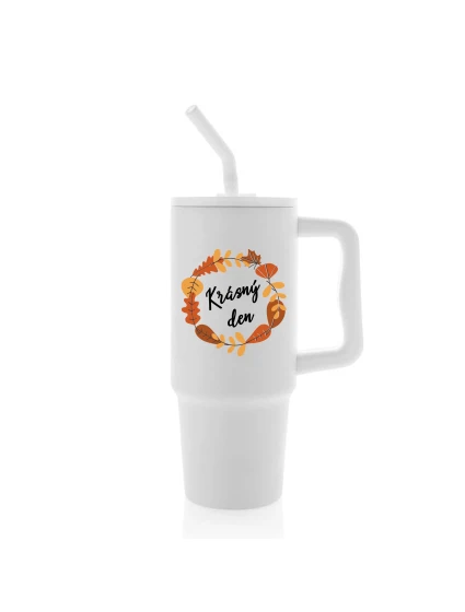 KRÁSNÝ DEN (PODZIM) - bílý cestovní termohrnek 900 ml