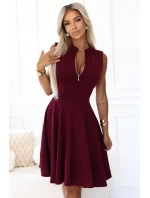 573-4 Exkluzívne šaty s rozšíreným spodným dielom a zipsom - bordové 573-4 Exkluzívne šaty s rozšíreným spodným dielom a zipsom - bordové