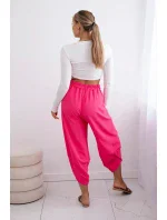 Kalhoty se širokými nohavicemi a kapsami růžový
