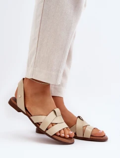 Pohodlné kožené sandály hnědé model 21649945 - Zazoo