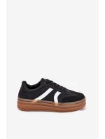Sneakersy Damskie Na Platformie Czarne Tolianna