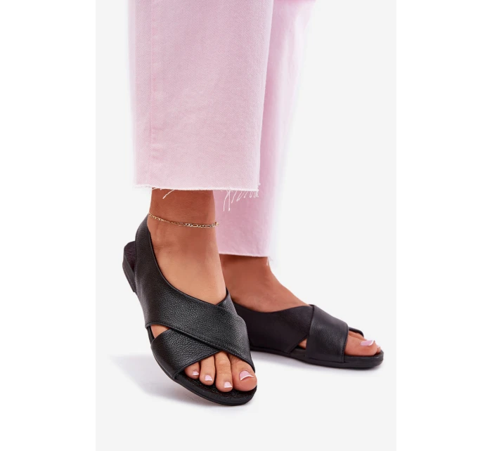 Zazoo 40407 Sandały Skórzane Damskie Czarne