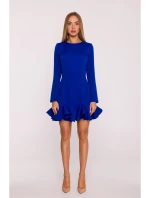 model 21296141 Šaty s volánkovým lemem královská modř - Moe