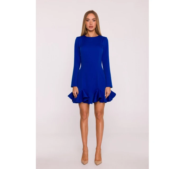 model 21296141 Šaty s volánkovým lemem královská modř - Moe