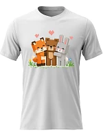 Dámske bavlnené tričko s potlačou - PIXEL ANIMALS - biele