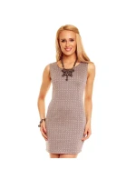 Dámske šaty HS-155 - Šedé s kosoštvorcovým vzorom Dámske šaty HS-155 - Šedé s kosoštvorcovým vzorom