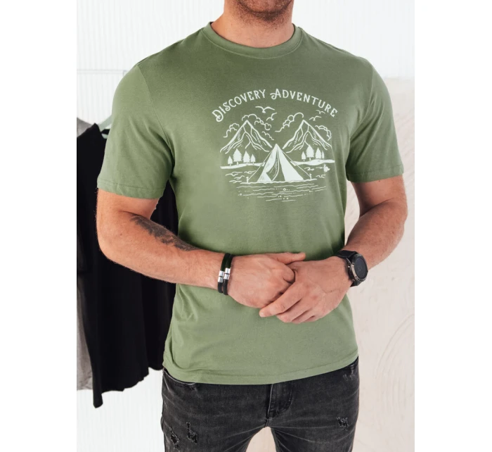 Pánské zelené tričko s potiskem Dstreet model 21973788 - FashionStreet