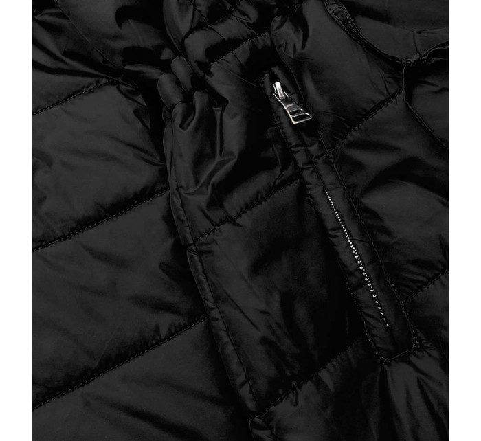 Čierna a hnedá obojstranná dámska bunda (W556)