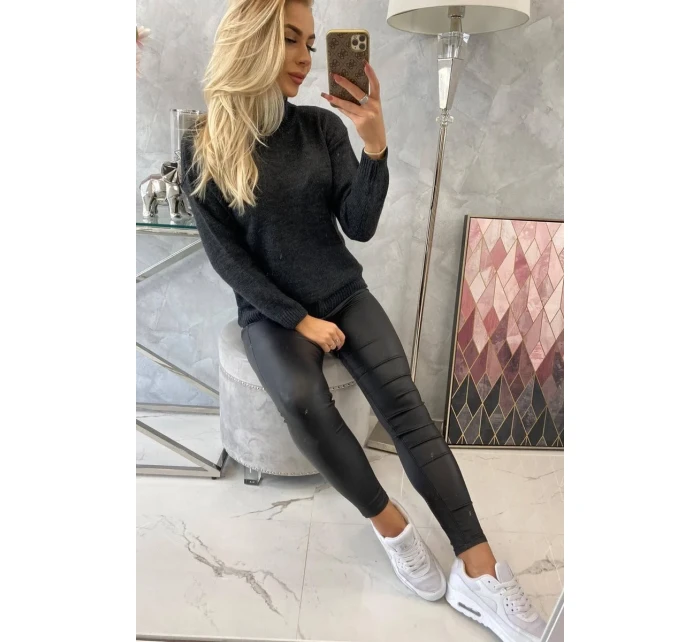 Polovičný sveter s rolákom grafitový Polovičný sveter s rolákom grafitový