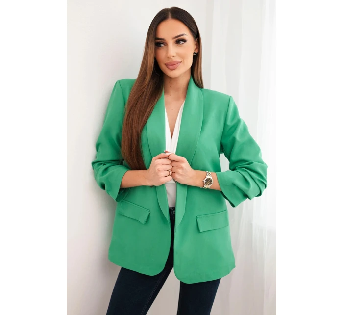 Elegantní sako s klopami světle zelené