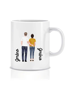 Personalizovaný klasický biely keramický hrnček s objemom 300 ml s párom