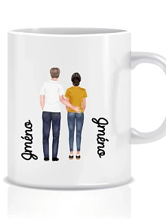 Personalizovaný klasický biely keramický hrnček s objemom 300 ml s párom
