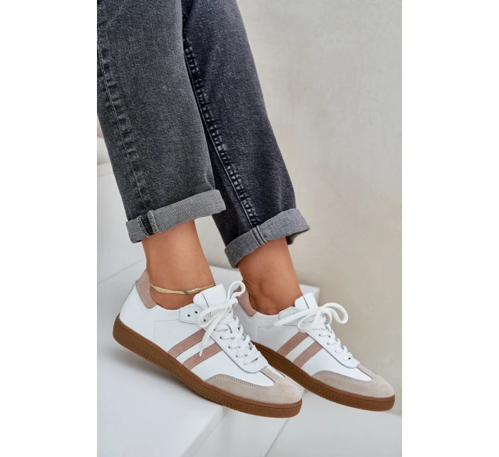 Dámske kožené čižmy N1068 white and beige - Zazoo