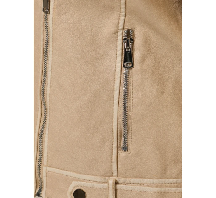Dámska kožená bunda DARKGLORY beige FashionStreet TY5567