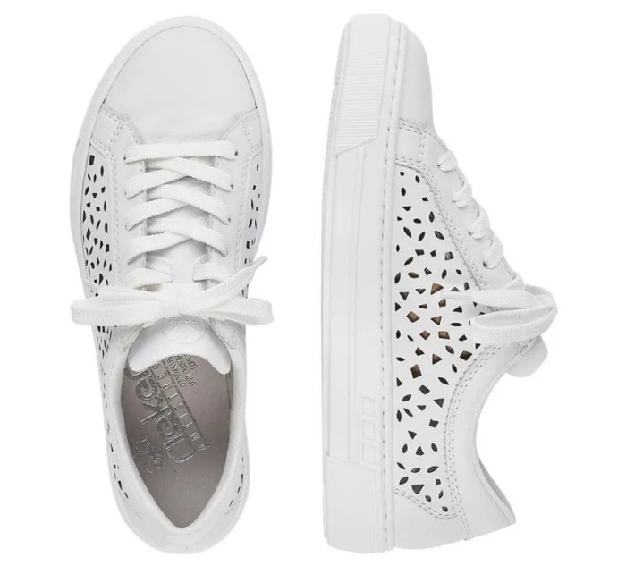 Pohodlné kožené topánky Rieker W RKR641 white