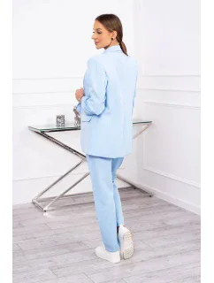 Elegantná súprava saka a nohavíc v modrej farbe