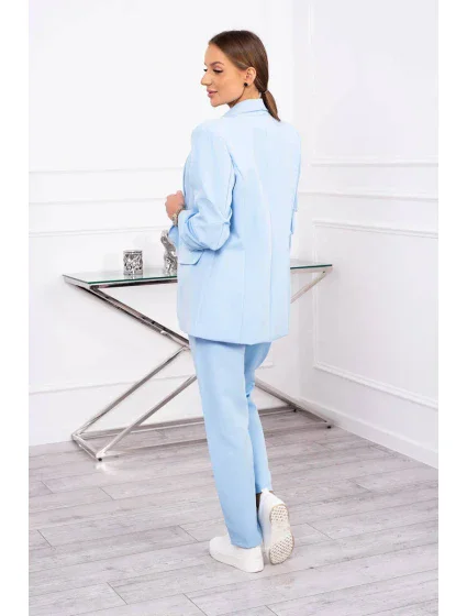 Elegantná súprava saka a nohavíc v modrej farbe