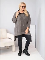 Dámska bavlnená mikina Plus Size s kapucňou a pleteným vsadkom fango Dámska bavlnená mikina Plus Size s kapucňou a pleteným vsadkom fango