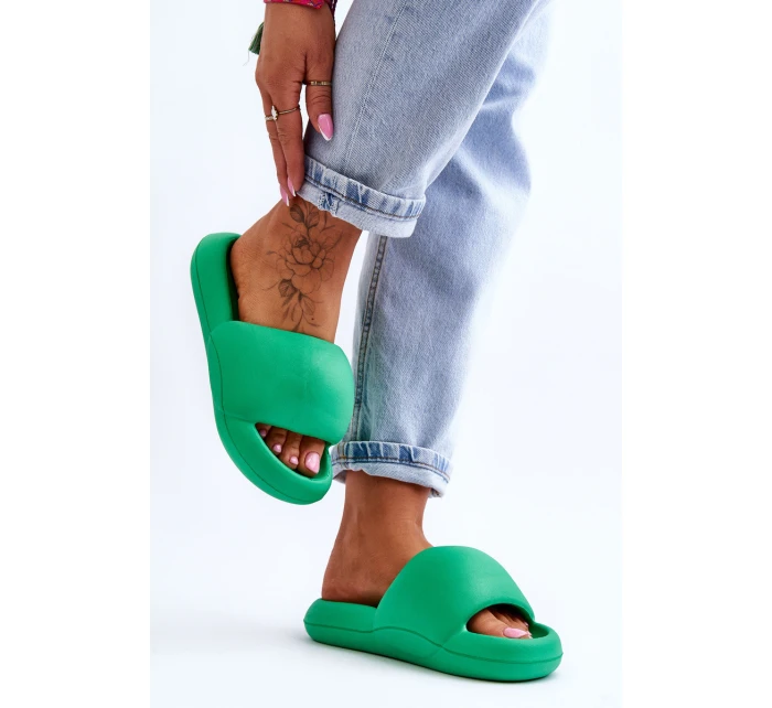 Lekkie Piankowe Damskie Klapki Na Platformie Zielone Milton