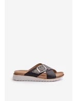 Pohodlné dámské pantofle s přezkou model 21667986 černé - Inblu