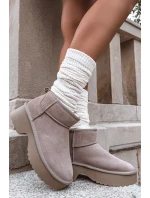 Śniegowce Damskie Z Naturalnego Zamszu Ocieplane Futerkiem Khaki Milora Śniegowce Damskie Z Naturalnego Zamszu Ocieplane Futerkiem Khaki Milora