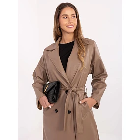 Płaszcz IT PL model 21334830 ciemny bezowy - FPrice Płaszcz IT PL model 21334830 ciemny bezowy - FPrice