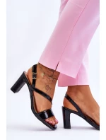 Dámské lakované sandály na podpatku Černá Carrie Dámské lakované sandály na podpatku Černá Carrie