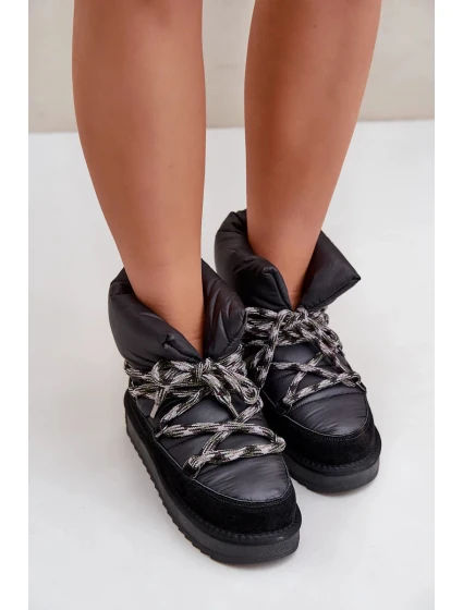 Dámske semišové snežnice s hrubým šnurovaním D.Franklin DFSH375003 Black Dámske semišové snežnice s hrubým šnurovaním D.Franklin DFSH375003 Black