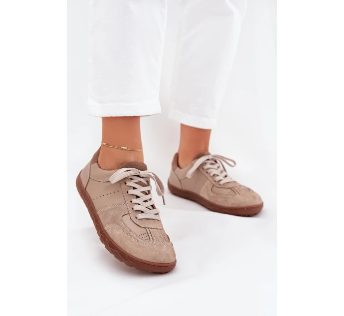 Dámske kožené barefoot tenisky Zazoo - béžové