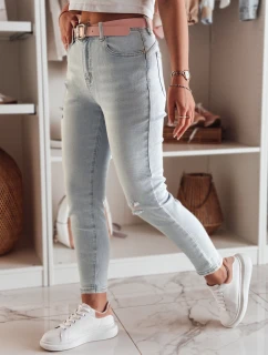 Dámske úzke džínsové nohavice s opaskom DIEGONO modré FashionStreet UY2424
