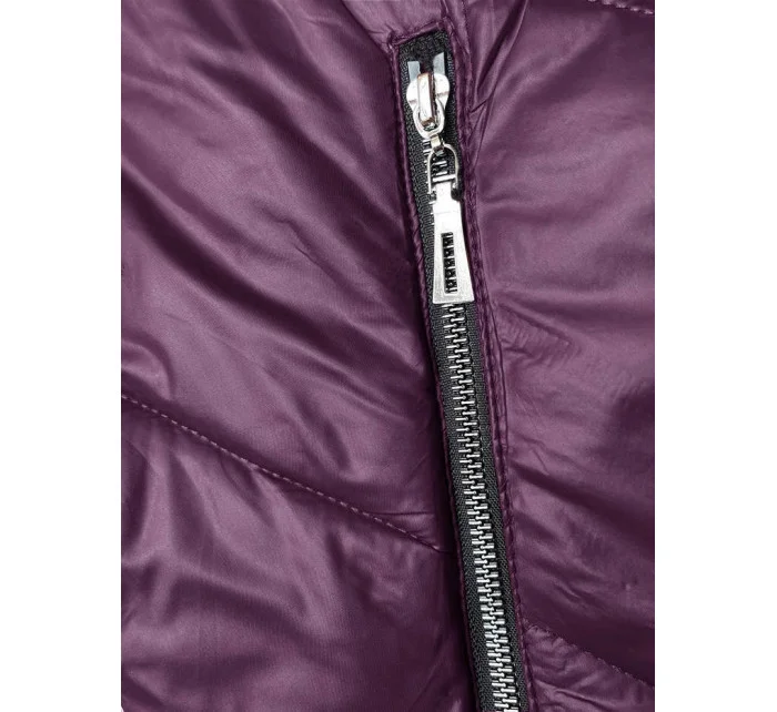 Fialová dámska bunda s ozdobnou kapucňou (B8227-71)