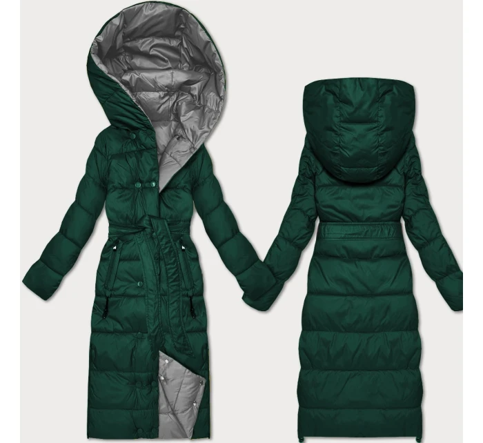 Obojstranná zimná bunda Minority s pruhmi Dark Green-Grey (M2-6519-33+61)