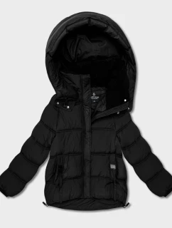 Nadrozmerná páperová bunda s kapucňou čierna (KK60713)