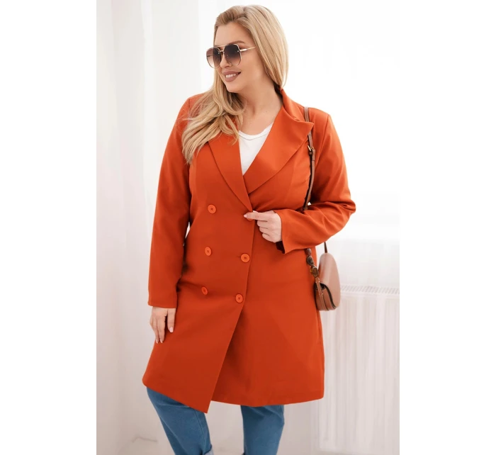 Dámský kabát Plus Size s límcem model 21959212 - K-Fashion Dámský kabát Plus Size s límcem model 21959212 - K-Fashion