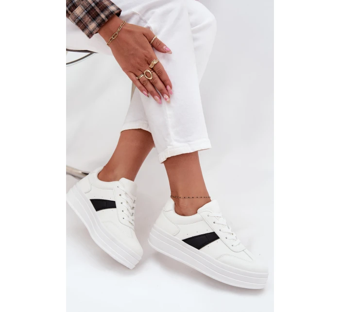 Sneakersy Damskie Na Platformie Białe Elvessia Sneakersy Damskie Na Platformie Białe Elvessia