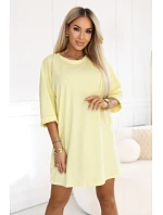 Bavlněné volné oversize šaty model 22260592 žluté - numoco