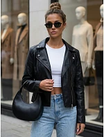 Dámska bunda v štýle Ramones z ekologickej kože, čierna, FashionStreet TY5730 Dámska bunda v štýle Ramones z ekologickej kože, čierna, FashionStreet TY5730