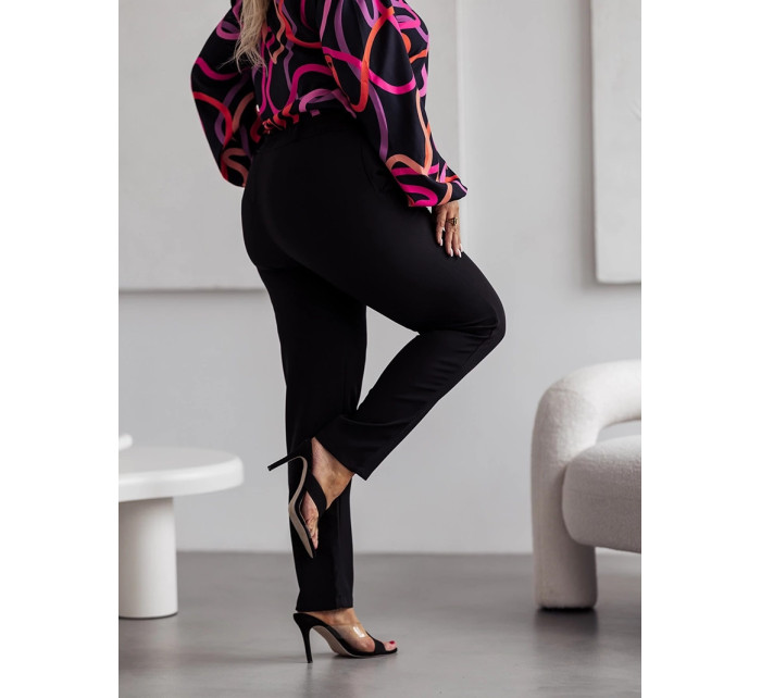 Čierne elegantné dámske nohavice nadmernej veľkosti (728)