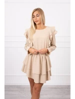 Šaty so zvislými volánmi béžovej Šaty so zvislými volánmi béžovej