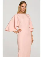 Plášťové šaty s rukávy pudrové model 18004280 - Moe