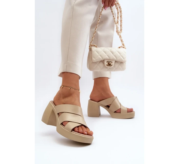 Kožené papuče Zazoo na béžovom bloku