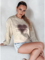 Dámska nadrozmerná mikina so srdcom DESSER béžová FashionStreet BY1465 Dámska nadrozmerná mikina so srdcom DESSER béžová FashionStreet BY1465